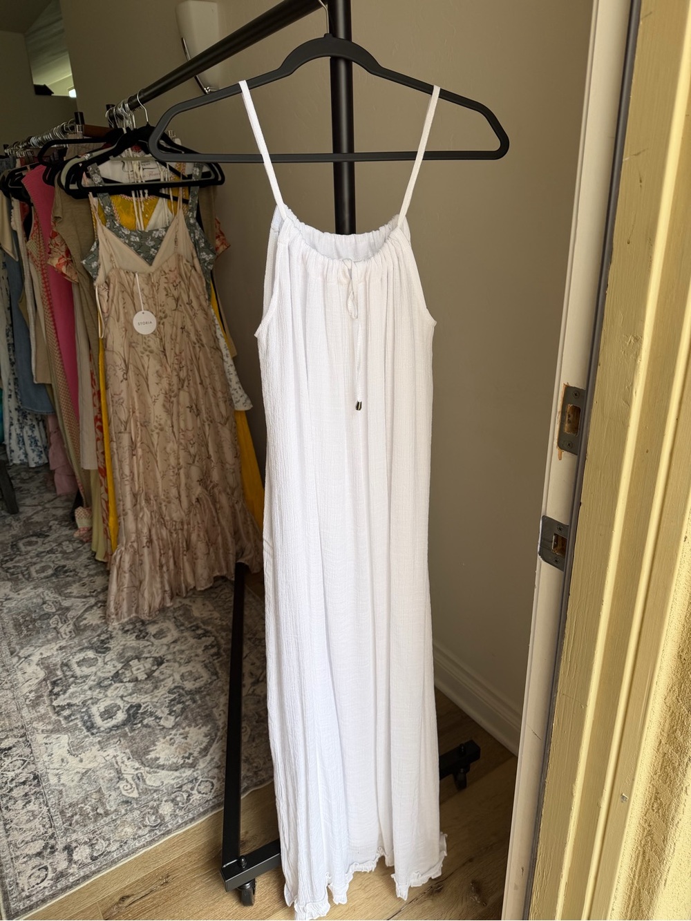 JM Collection White Spaghetti-Strap Maxi Dress